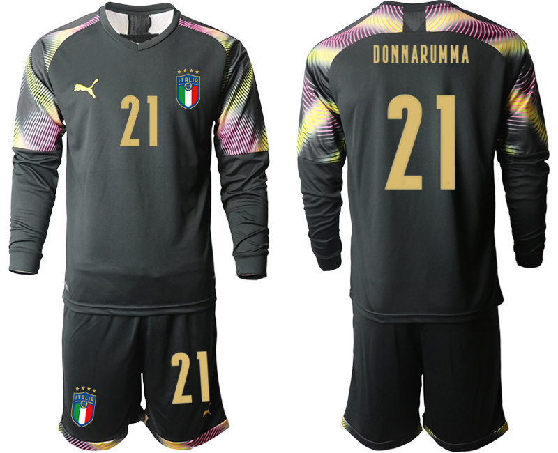 Cheap Men 2021 European Cup Italy black goalkeeper Long sleeve 21 soccer jerseys
